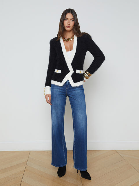 Georgia Contrast Cardigan Blazer blazer L'AGENCE   