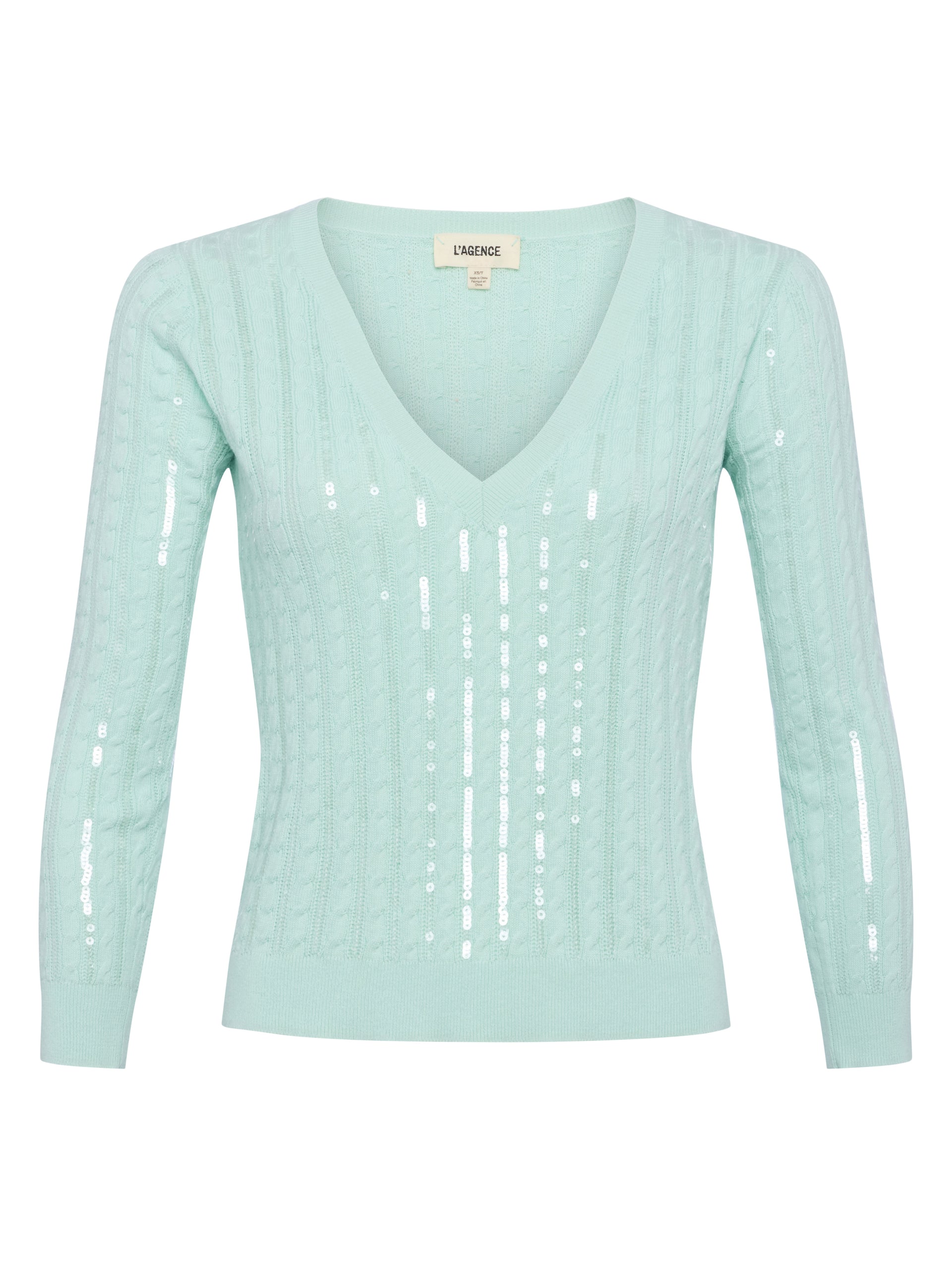 Trinity Sequin Cabled Pullover sweater L'AGENCE