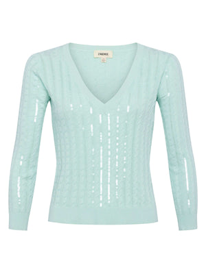 Trinity Sequin Cabled Pullover sweater L'AGENCE