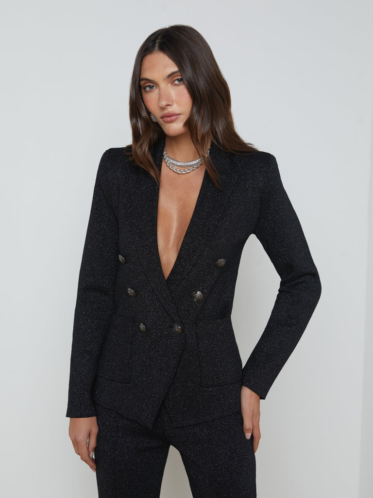 Kenzie Metallic Knit Blazer blazer L'AGENCE   