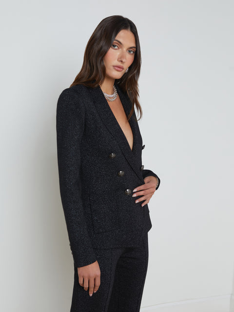 Kenzie Metallic Knit Blazer blazer L'AGENCE   