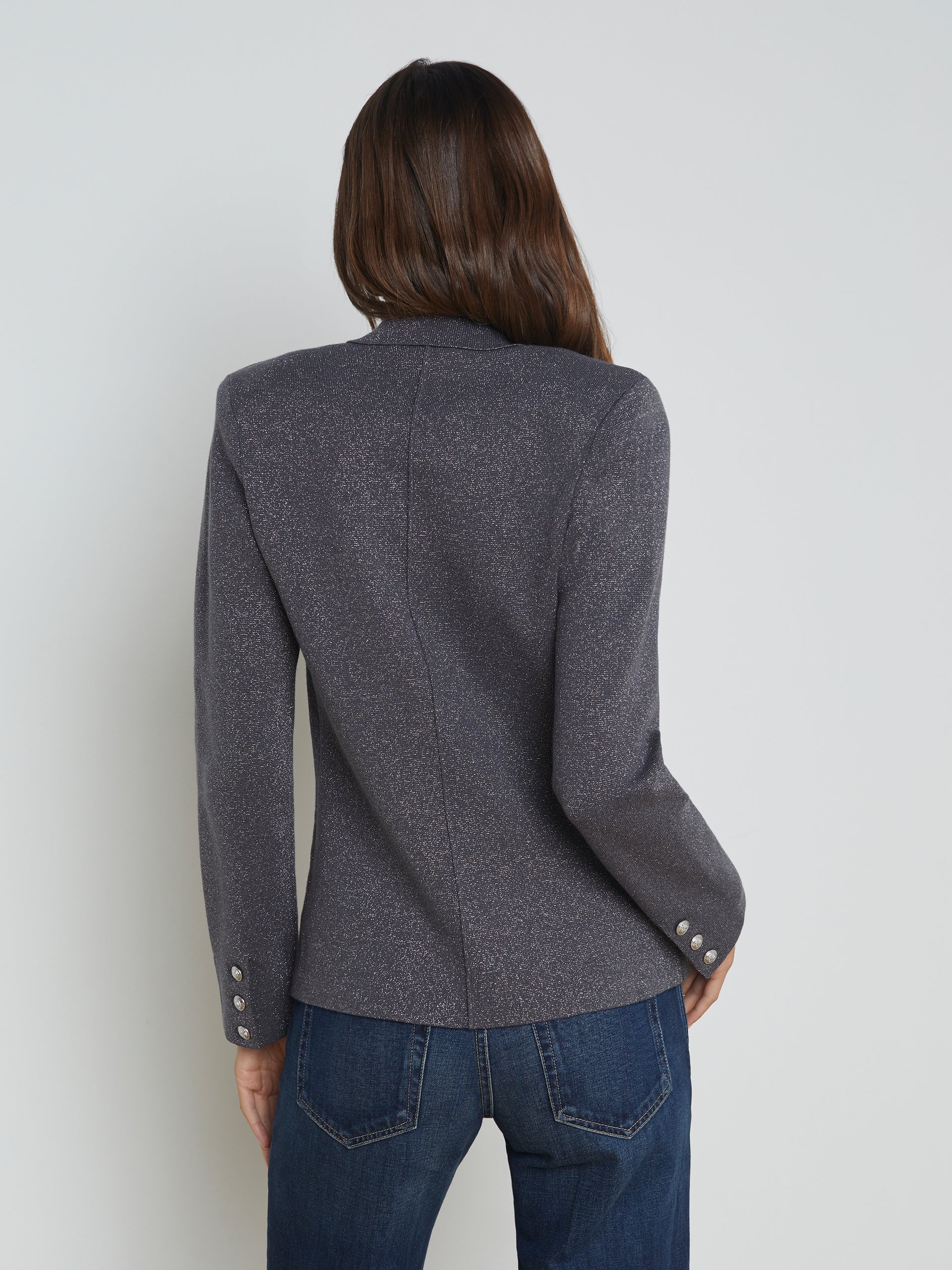 Kenzie Metallic Knit Blazer blazer L'AGENCE   