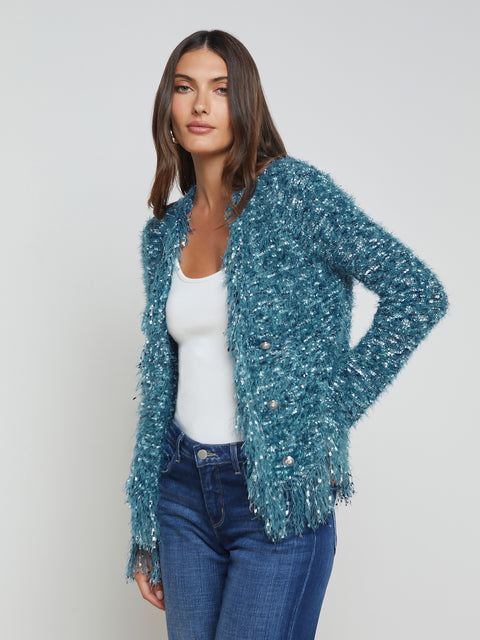 Azure Fringe Cardigan Blazer blazer L'AGENCE   