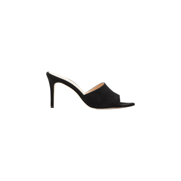 Lolita Suede Open-Toe Mule in Black Suede | L'AGENCE
