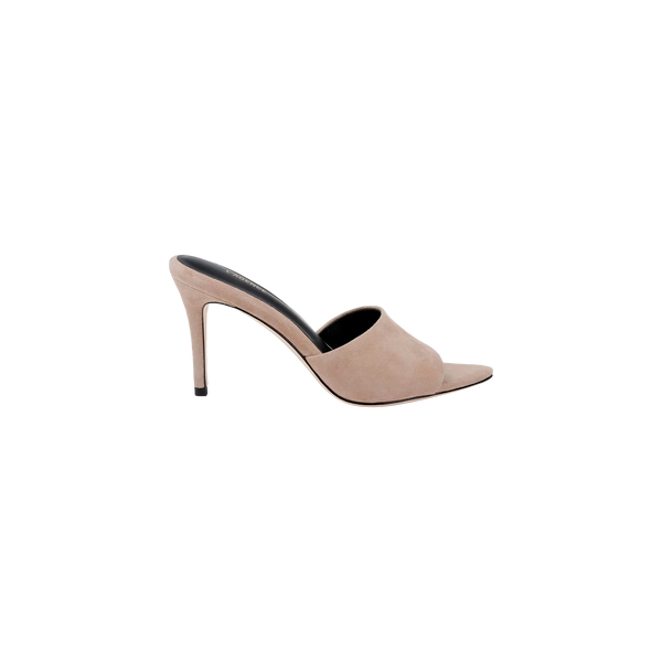 Lolita Suede Open-Toe Mule in Cappuccino Suede | L'AGENCE