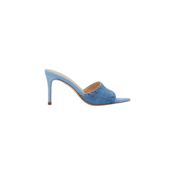 Lolita Denim Open-Toe Mule in Light Blue Denim | L'AGENCE