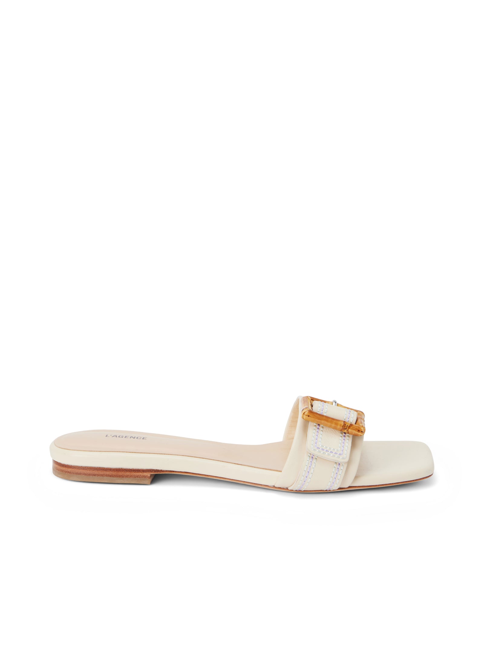 L'AGENCE - Aurelie Buckle Slide Sandal in Ecru Leather