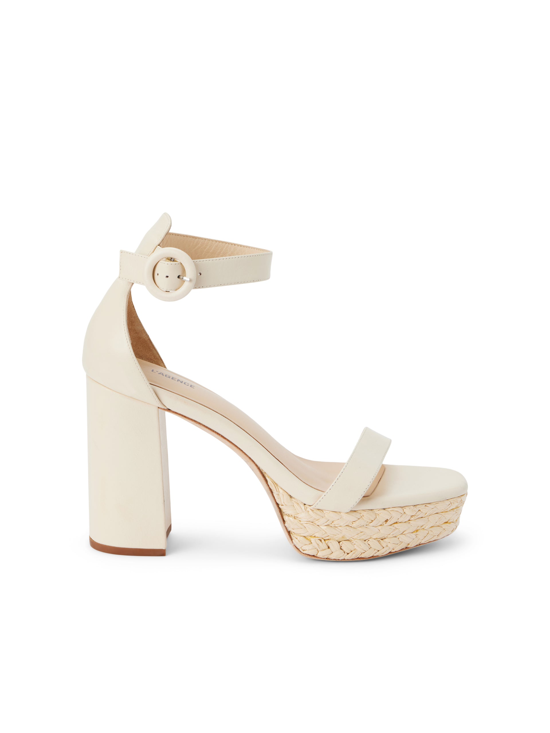 Avia Leather Platform Heeled Sandal shoes L'AGENCE Sale