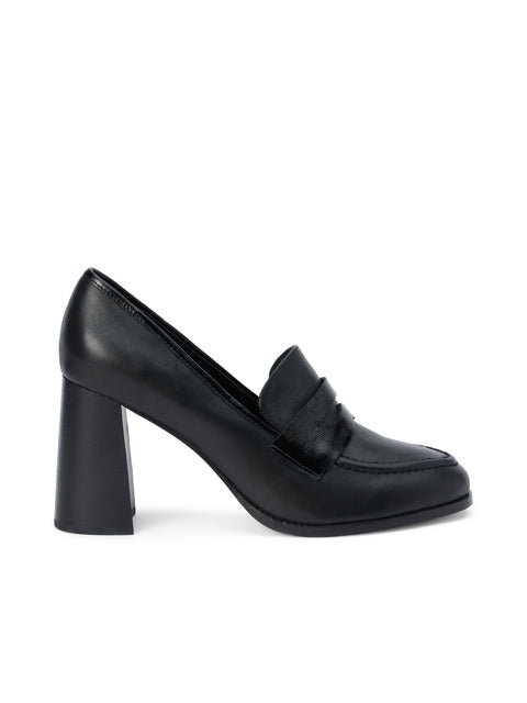 Blanche Heeled Leather Loafer loafer L'AGENCE   