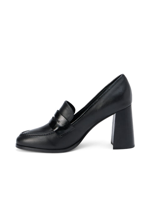 Blanche Heeled Leather Loafer loafer L'AGENCE   