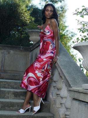 Image - Seridie Dress in Pink Multi Tie Dye Swirl  L'AGENCE   