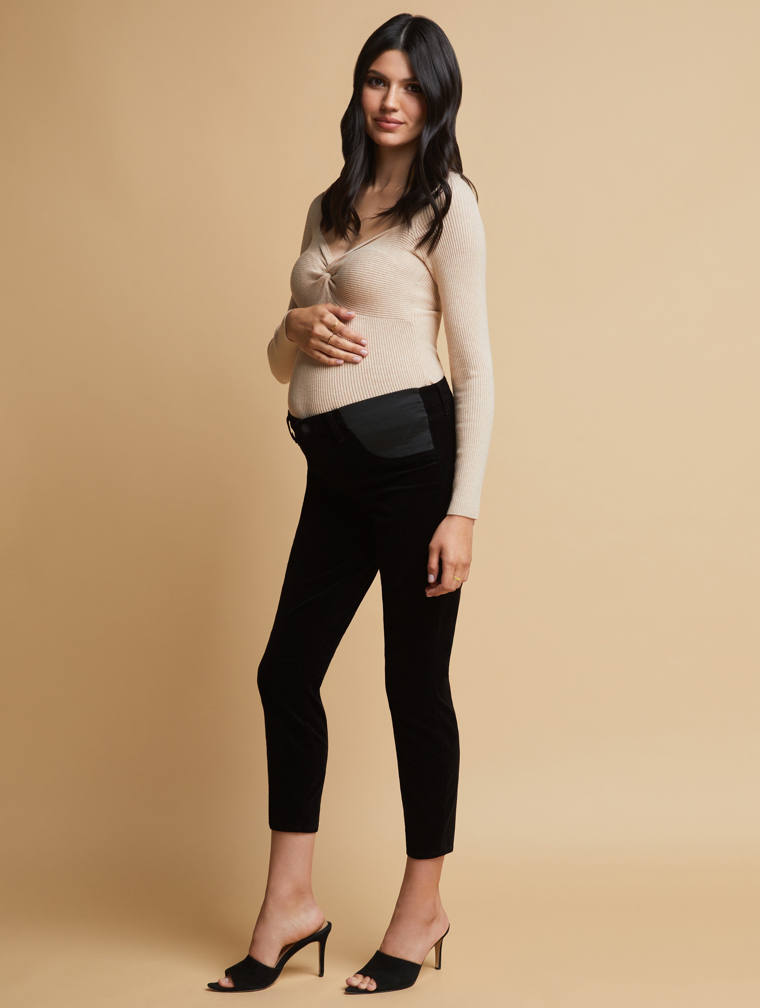 Organic Cotton Chino Trousers for Maternity with Belly Band, Neo Seamless  by ENVIE DE FRAISE - white, Maternity