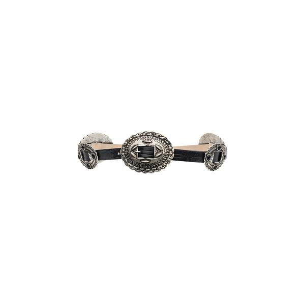 Rocha Leather Belt in Black Lizard Embossed | L'AGENCE