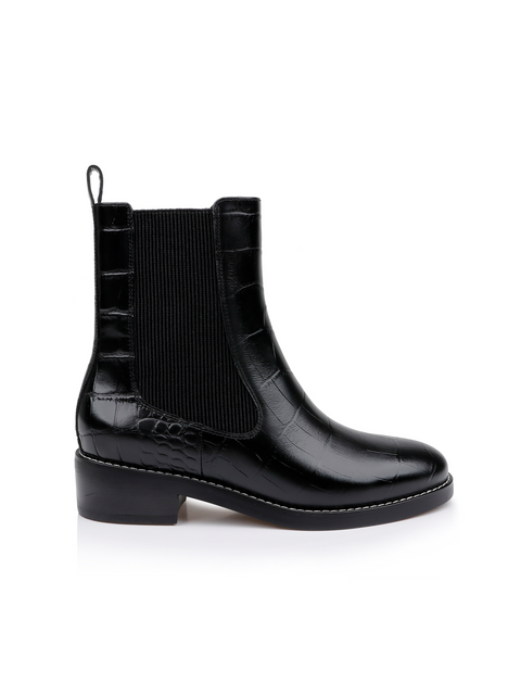 Bottines noires croco shop