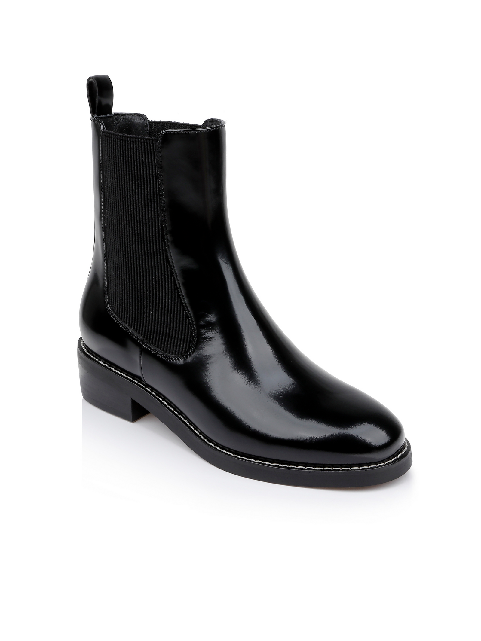 L AGENCE Emma Leather Chelsea Boot in Black Leather