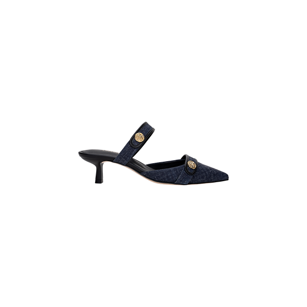 Gilliane Heeled Mule in Denim Blue | L'AGENCE