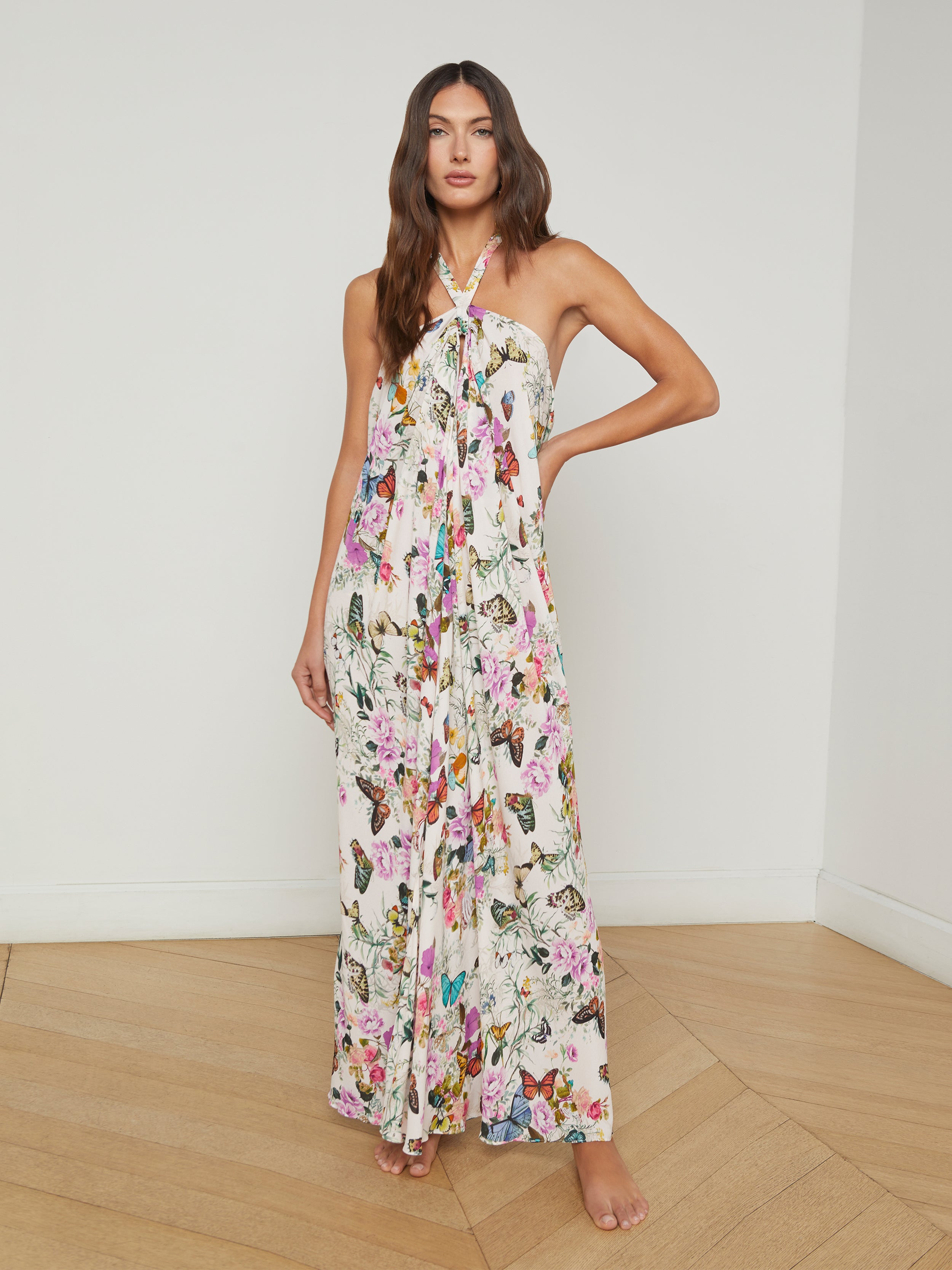 Geneva Halter Maxi Dress swim L'AGENCE