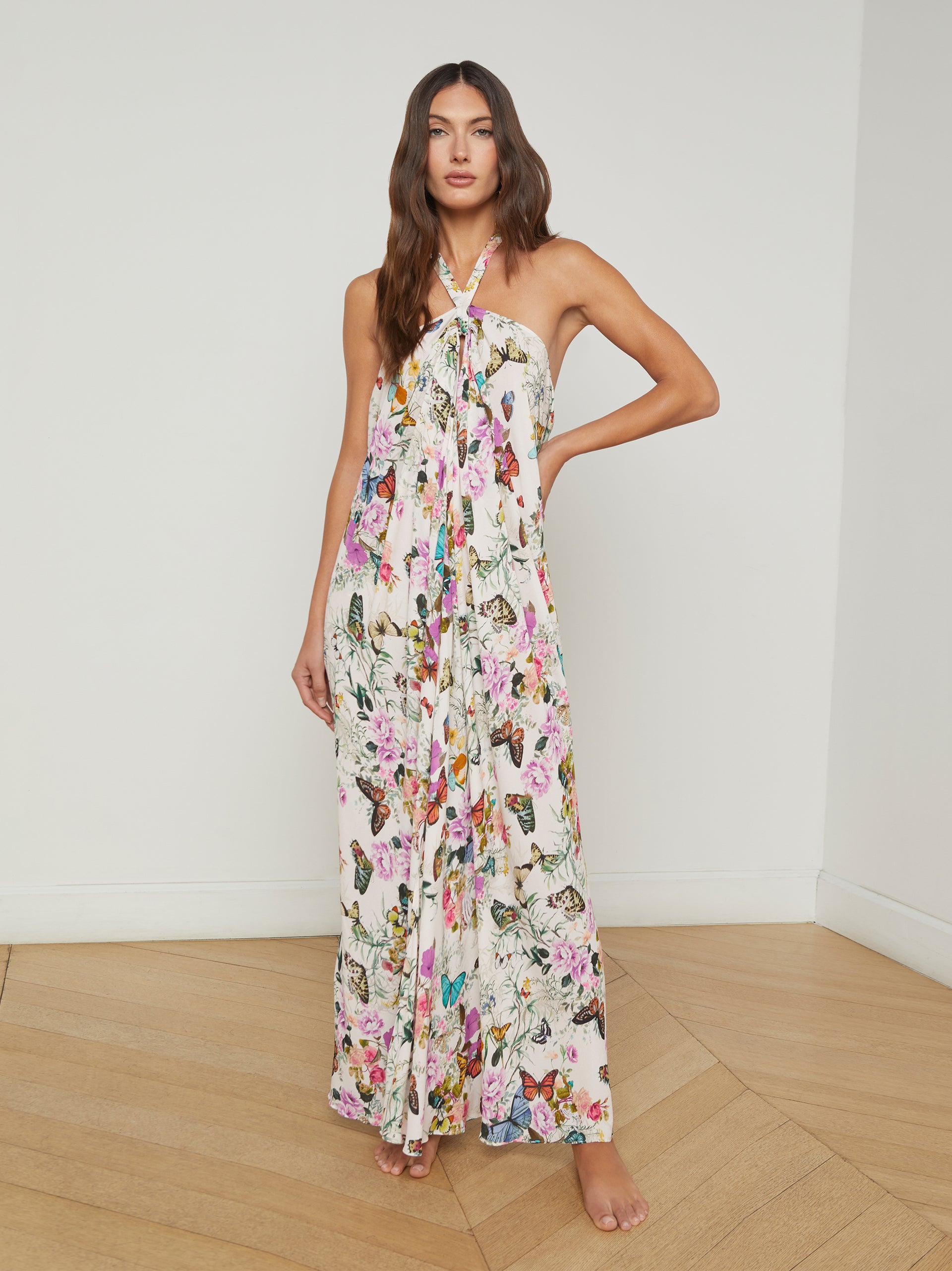 Geneva Halter Maxi Dress swim L'AGENCE