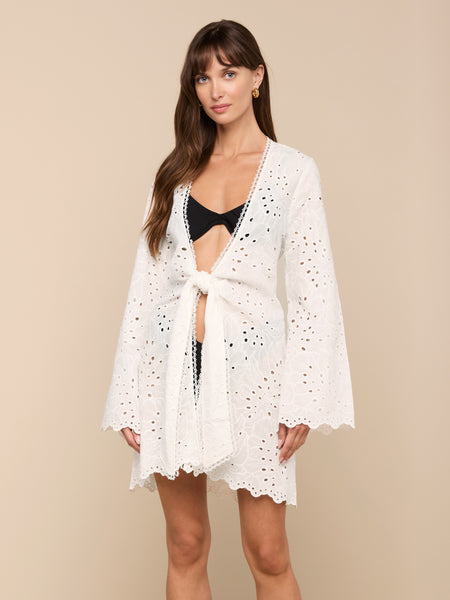 white kimono dress L'AGENCE Navaeh Cover-Up In Eyelet This style fits true Color:#4-Deep Lilac New “Wildflower” fairy dress Clearance Cocktail Dresses