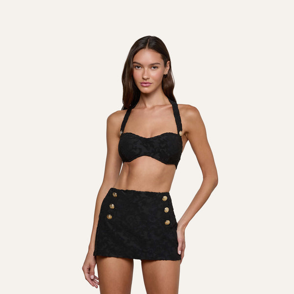 Sally Bandeau Top in Black Ornate | L'AGENCE