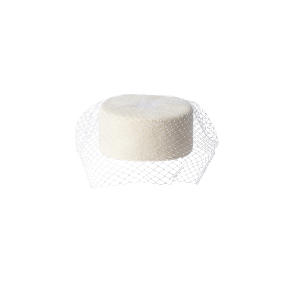 Anstine Pillbox Hat in White | L'AGENCE