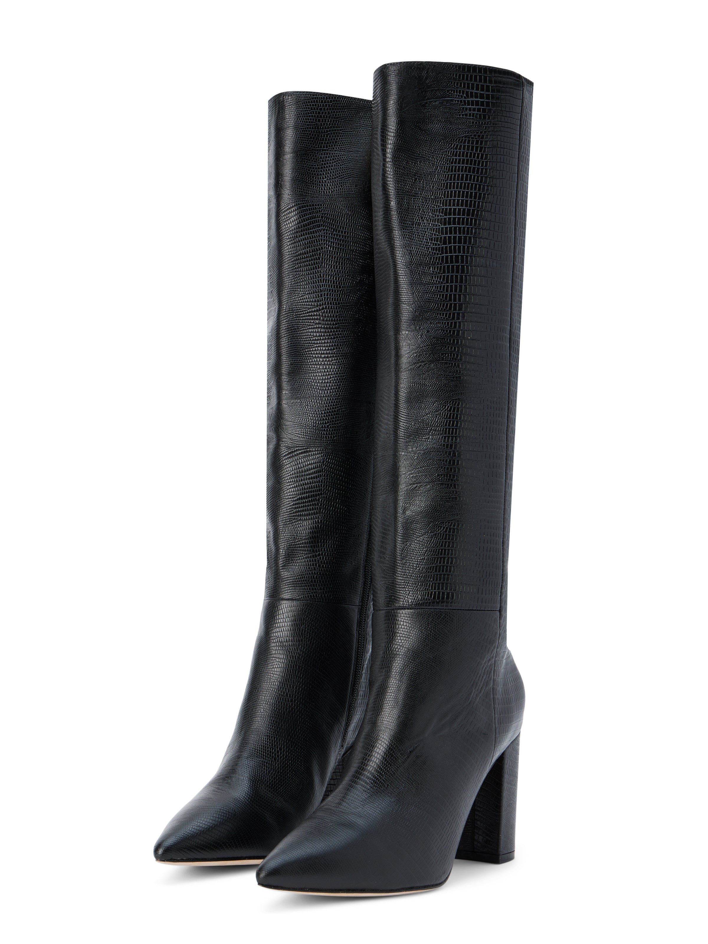 L'AGENCE Christiane Boot in Black Lizard Leather