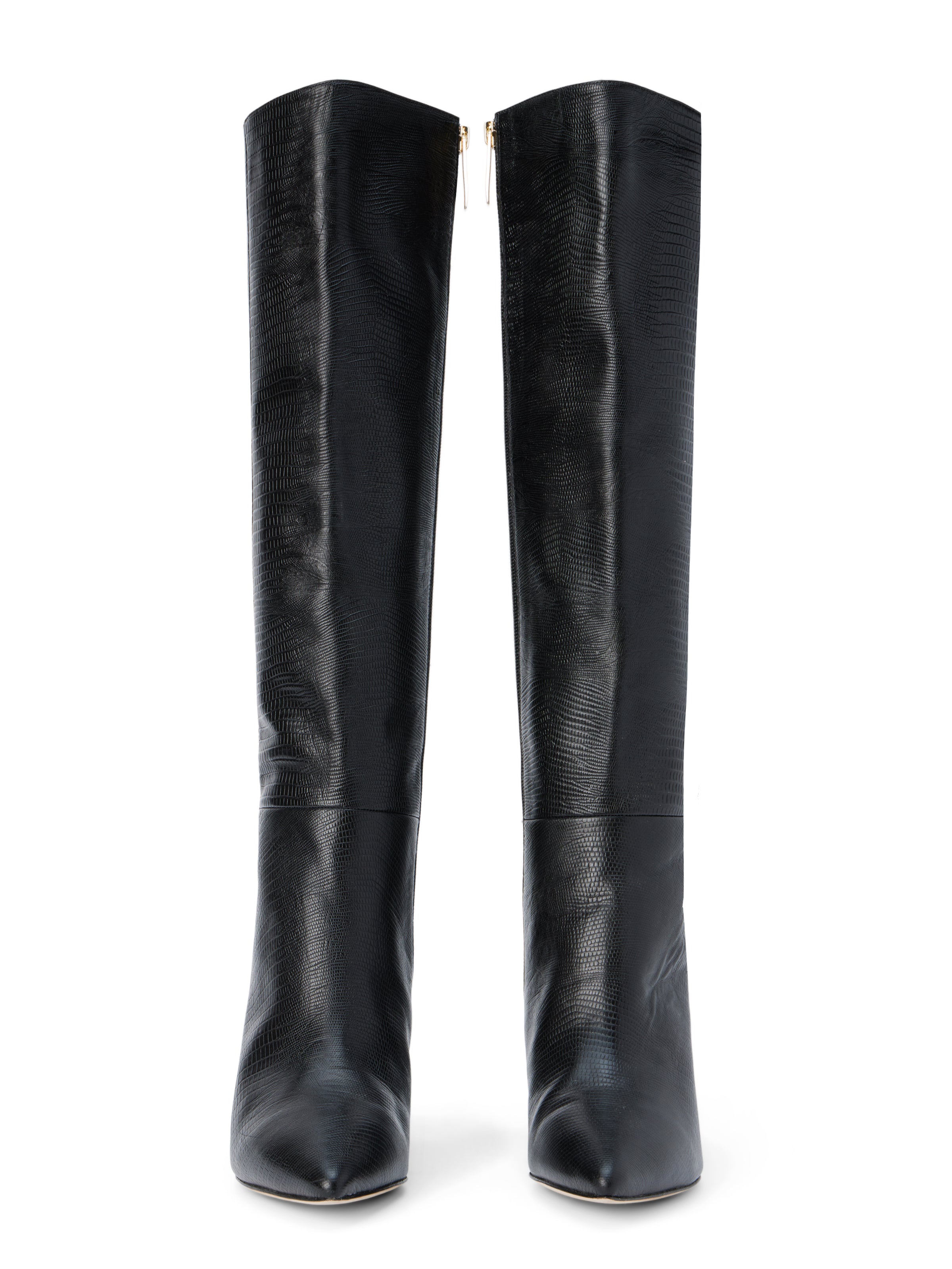 L'AGENCE Christiane Boot in Black Lizard Leather