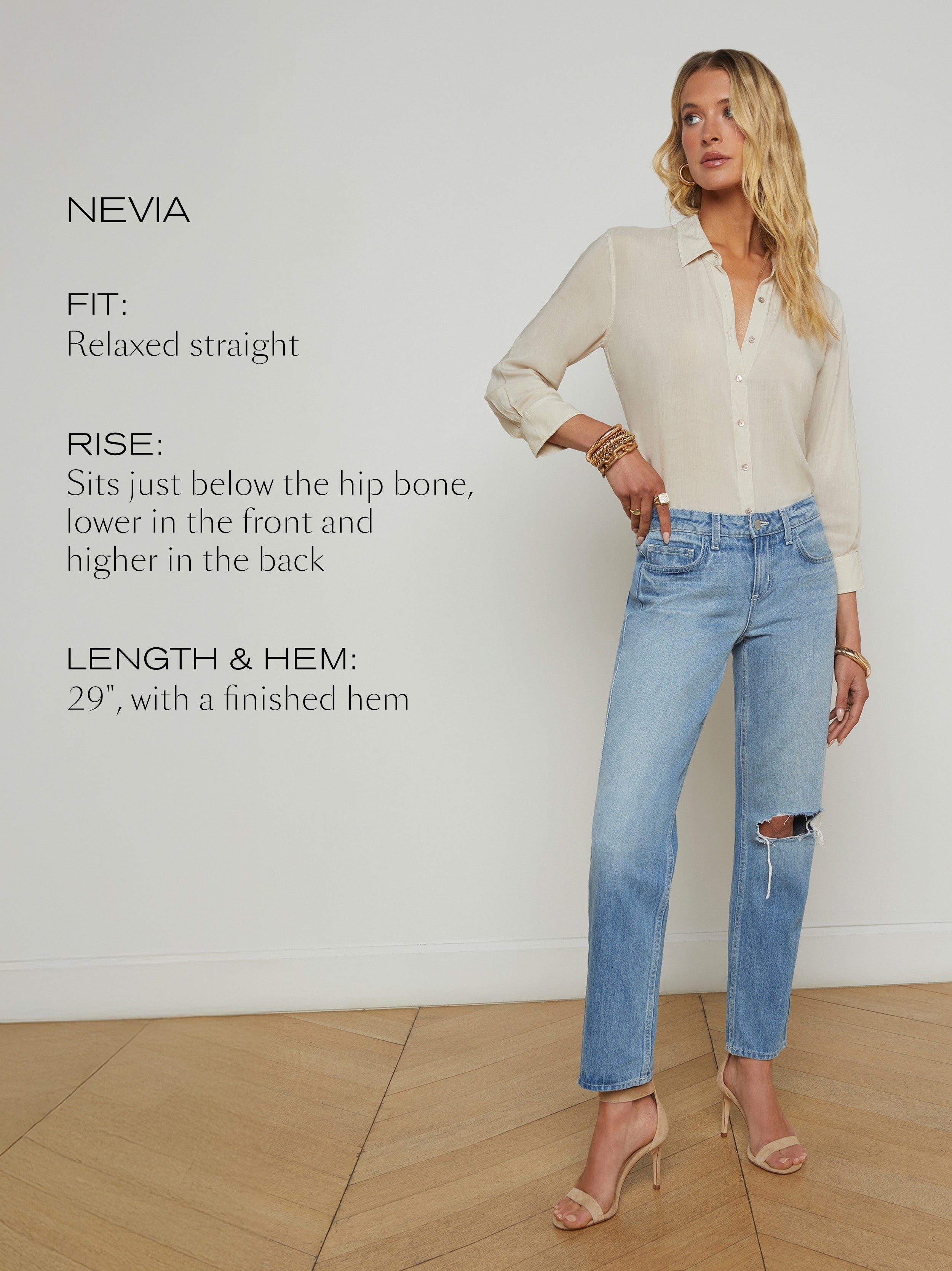 デニム・ジーパン LAGENCE NEVIA JEANS L'AGENCE - Nevia Slouchy Straight-Leg Jean in Zion Destruct