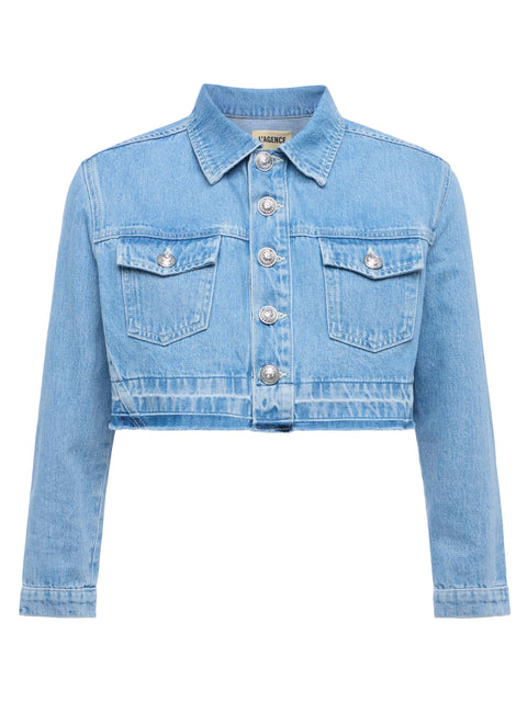 Genevie Cropped Denim Jacket jacket L'AGENCE