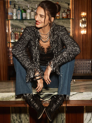 Azure Fringe Cardigan Blazer blazer L'AGENCE Sale