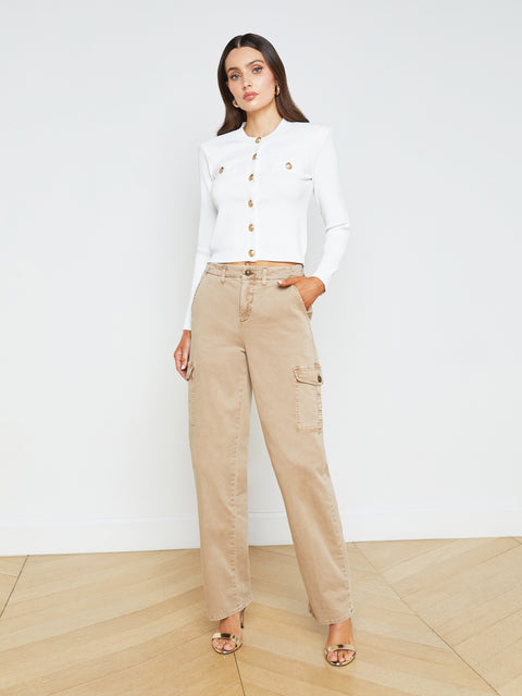 L'AGENCE Livvy Leather Straight-Leg Trouser in Black