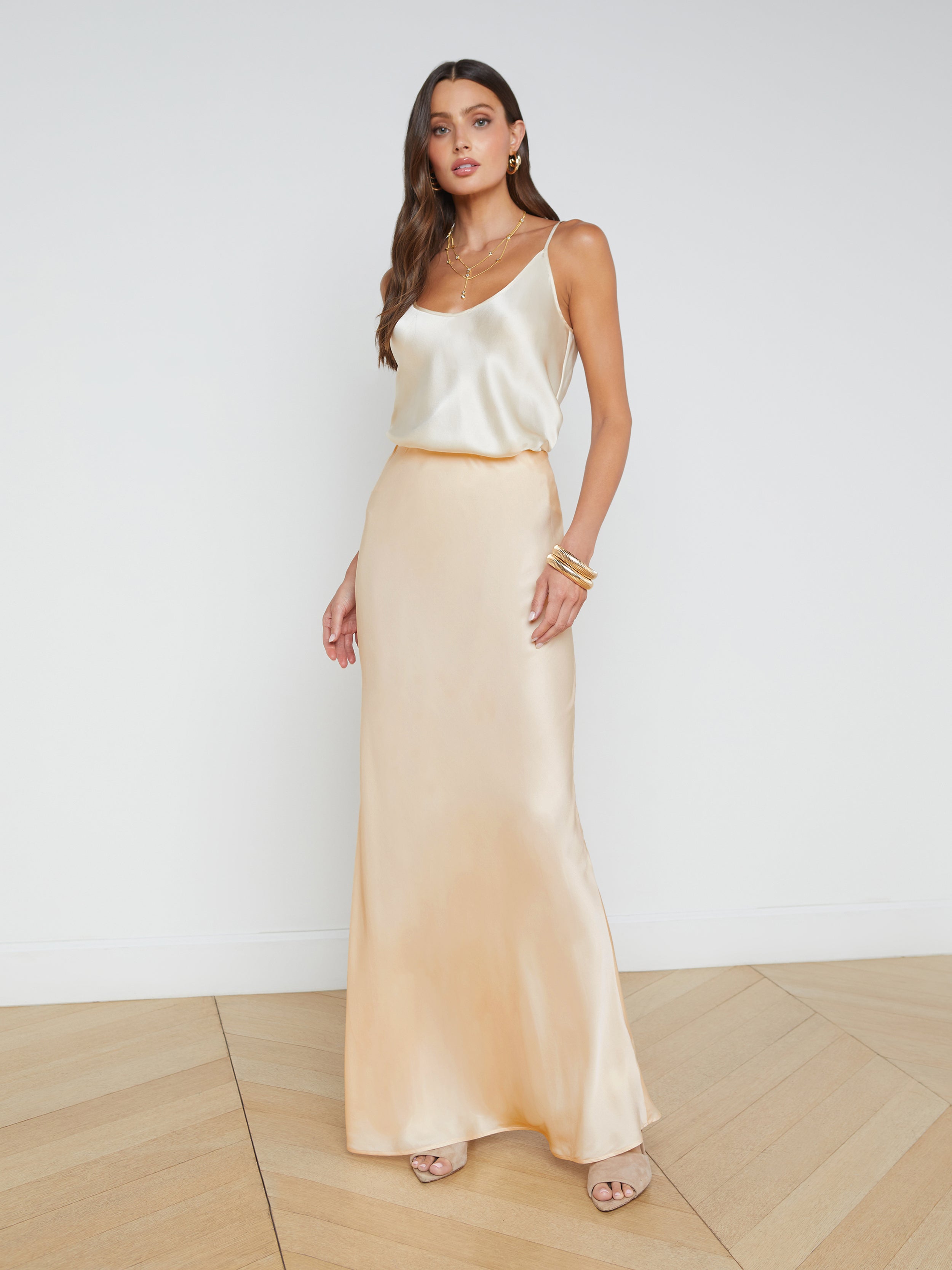 Zeta Satin Maxi Skirt skirt L'AGENCE