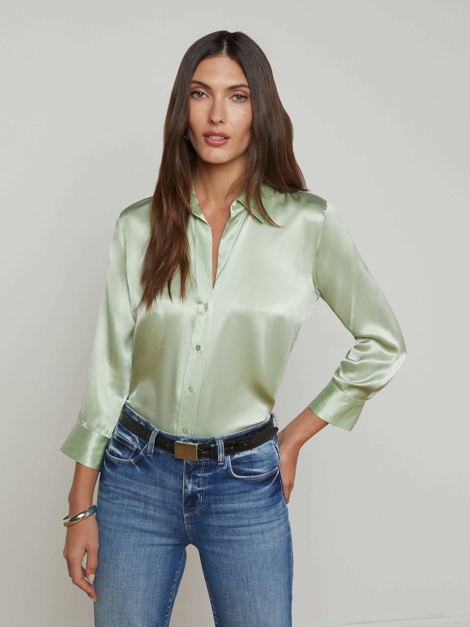Joe Browns Green Satin Blouse Very New Releases