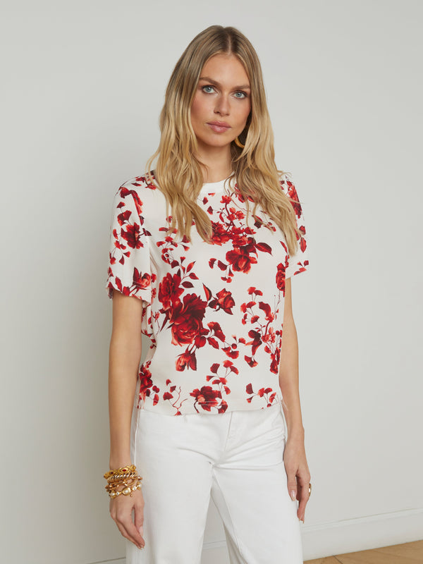 Suzette Silk Raw-Hem Tee tee shirt L'AGENCE