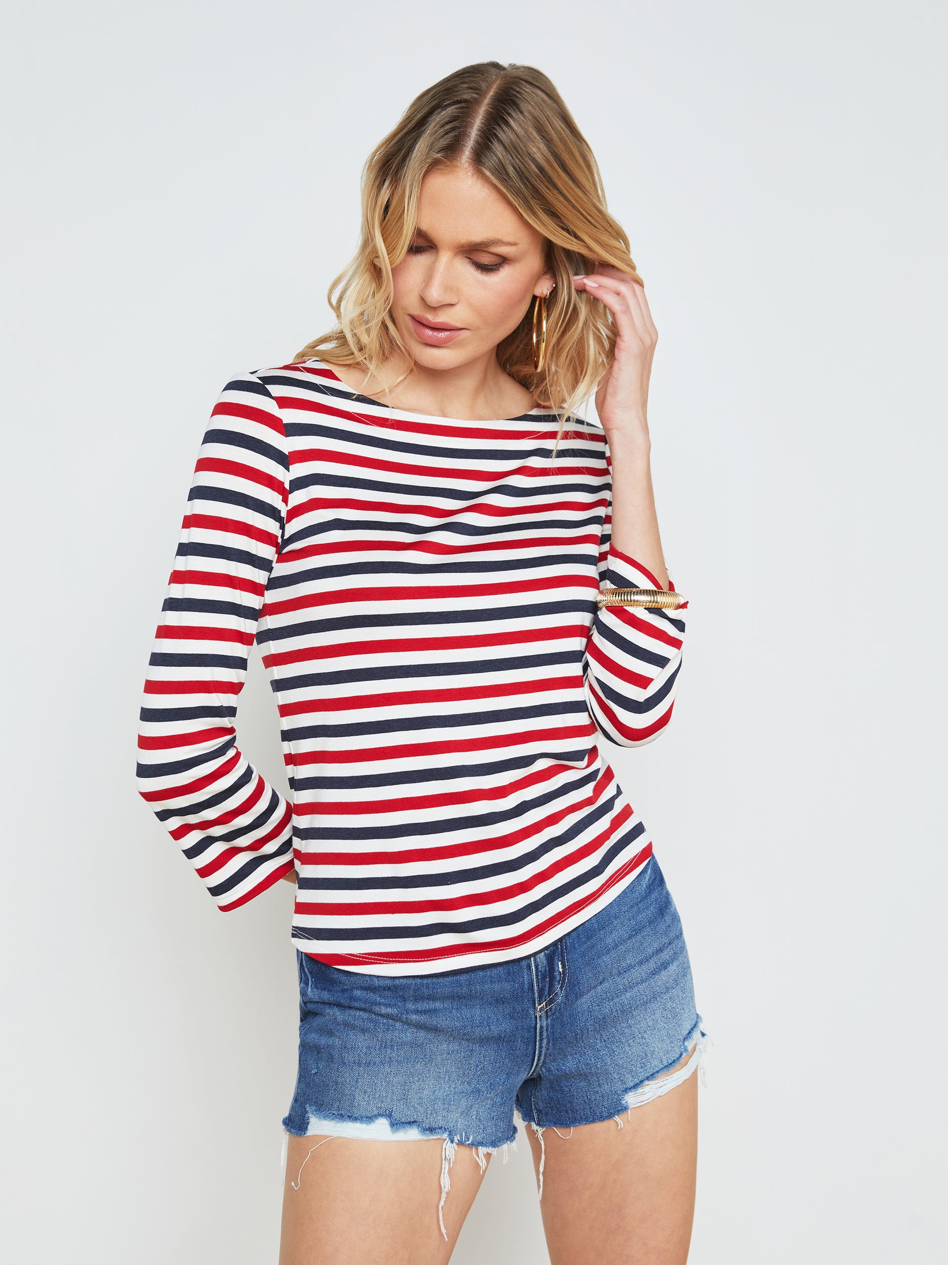 Lucille Striped Boatneck Top shirt L'AGENCE Sale   