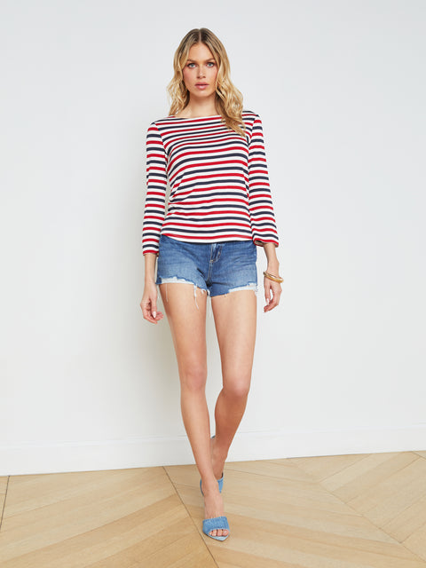 Lucille Striped Boatneck Top tee shirt L'AGENCE   