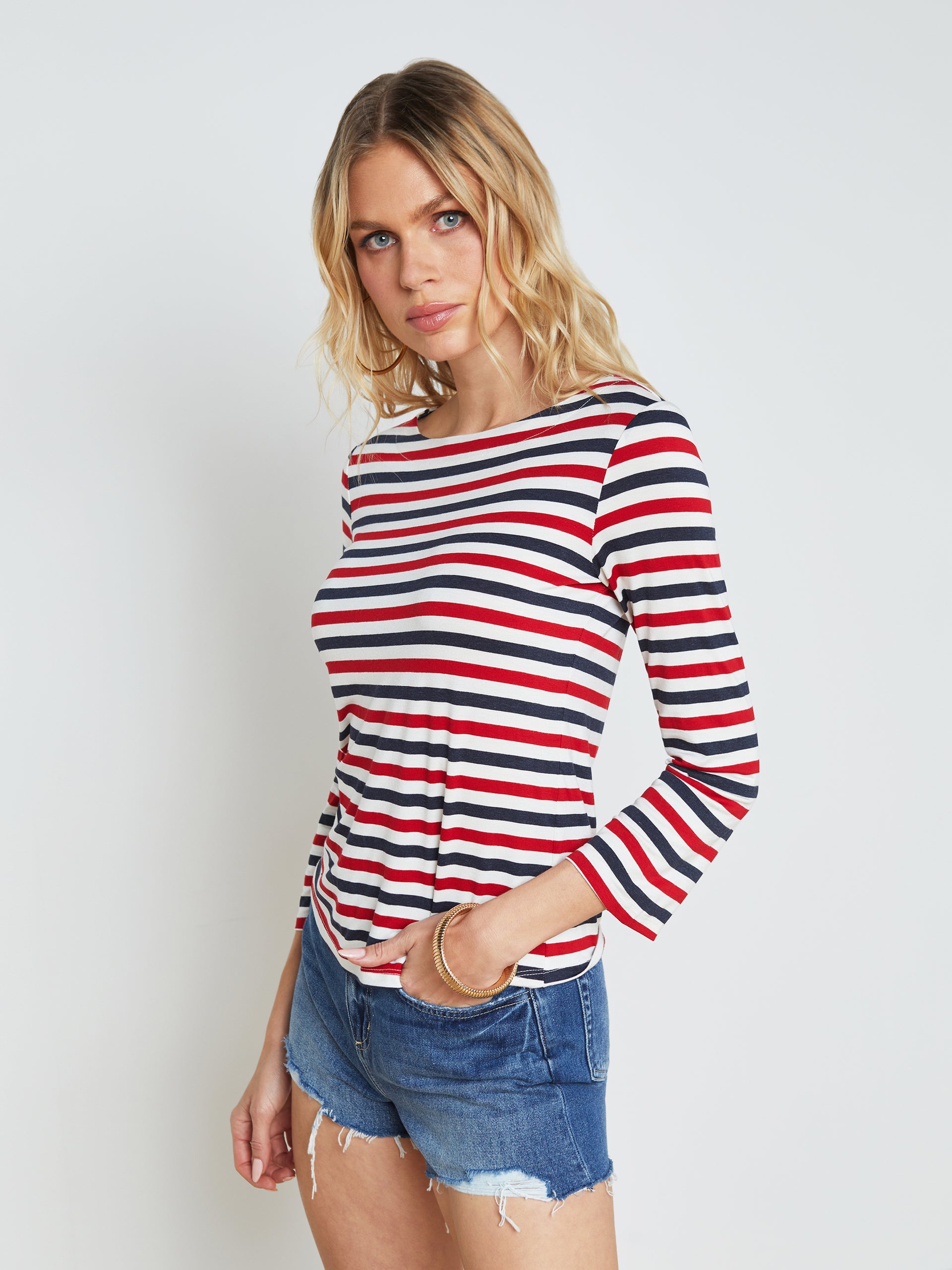 Lucille Striped Boatneck Top shirt L'AGENCE Sale   