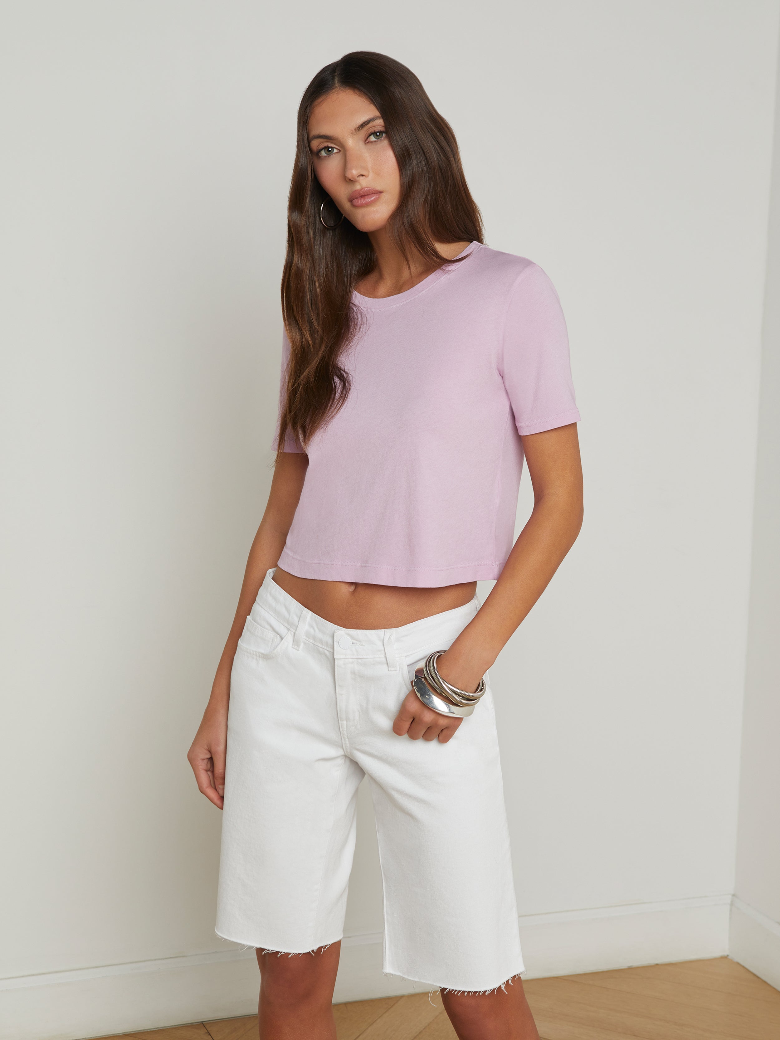 Donna Cotton Cropped Tee tee shirt L'AGENCE