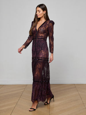 포 레이스 맥시 드레스