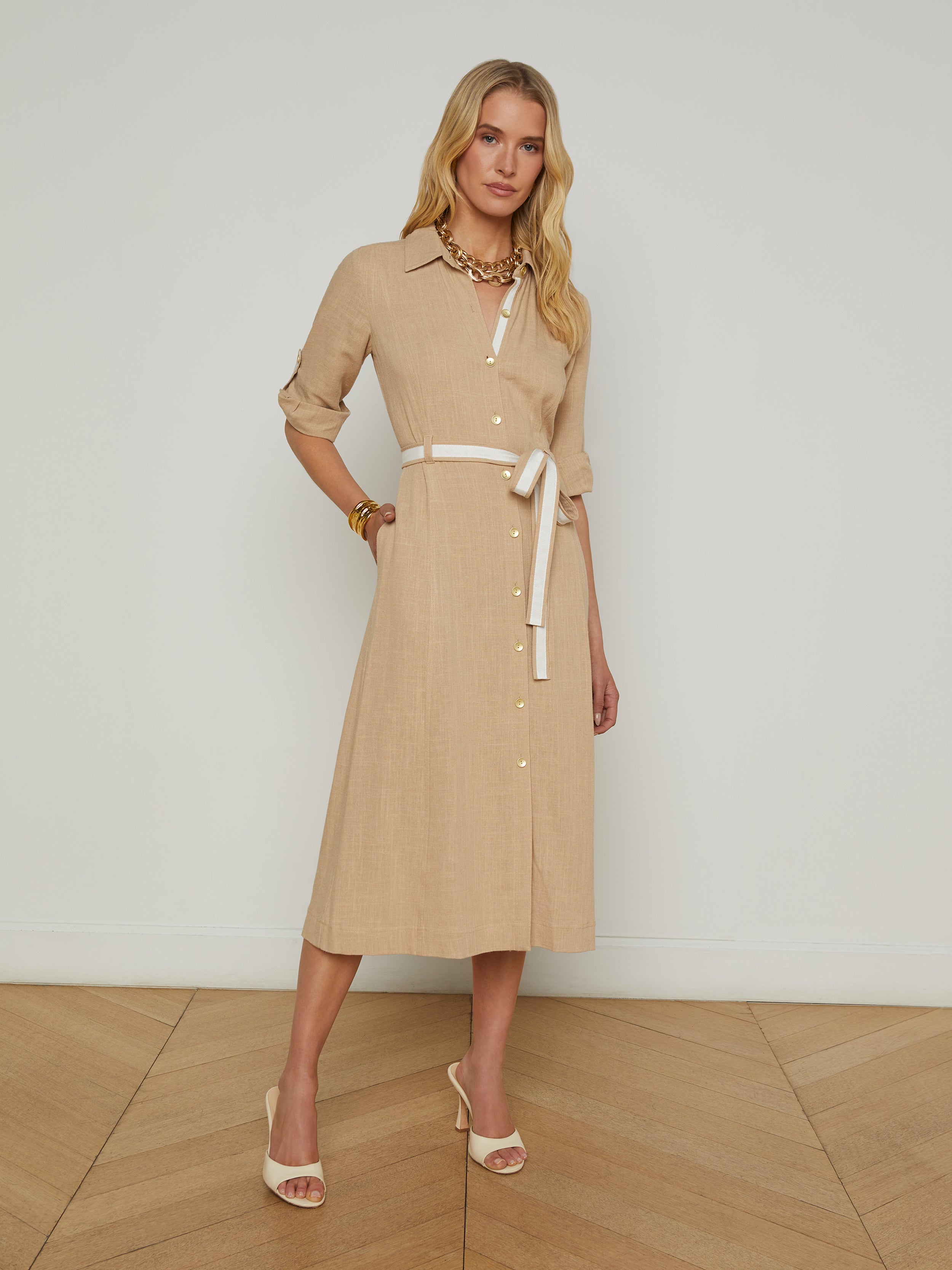 Malika Linen-Blend Shirt Dress dress L'AGENCE