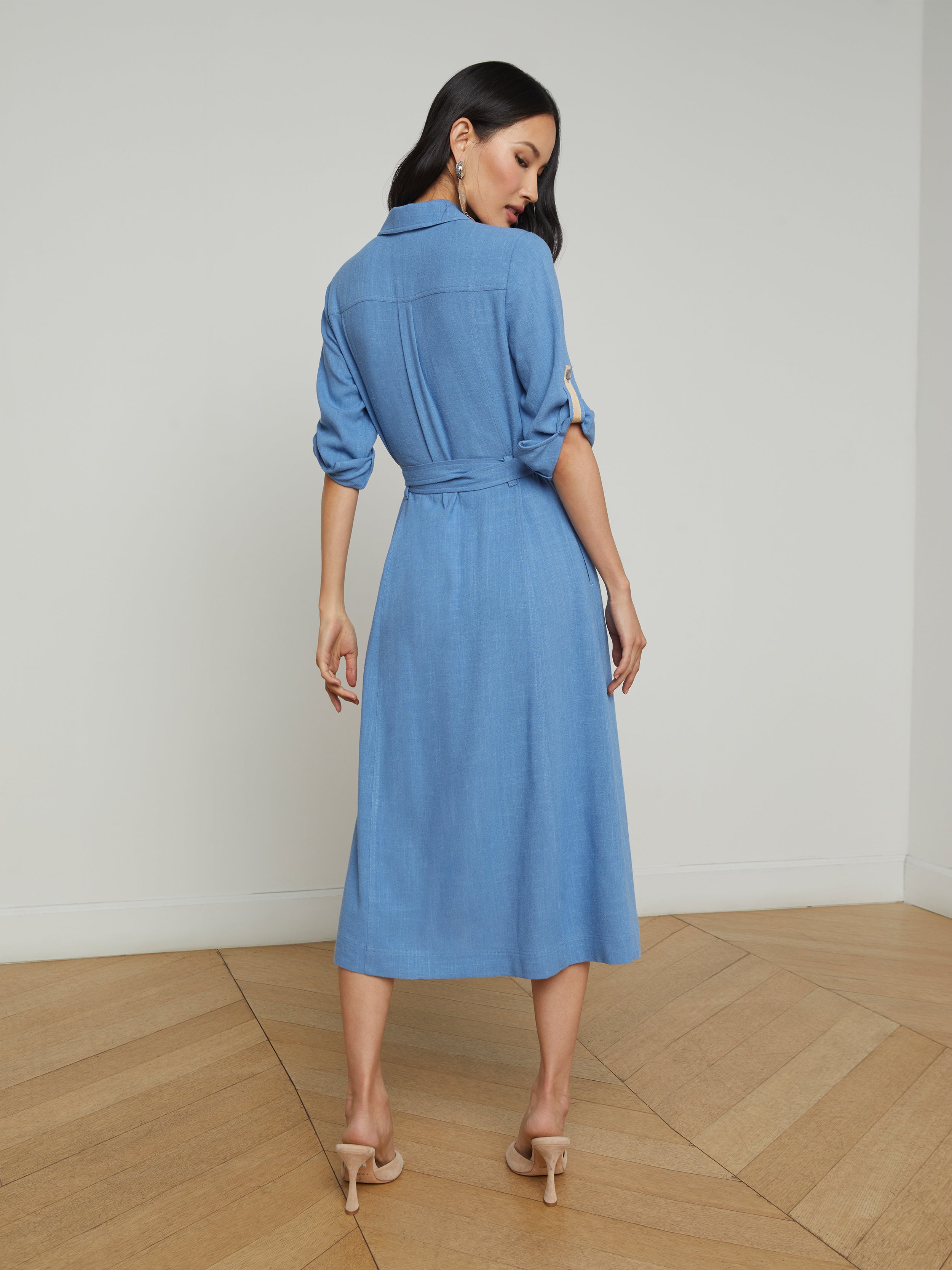 Malika Linen-Blend Shirt Dress dress L'AGENCE