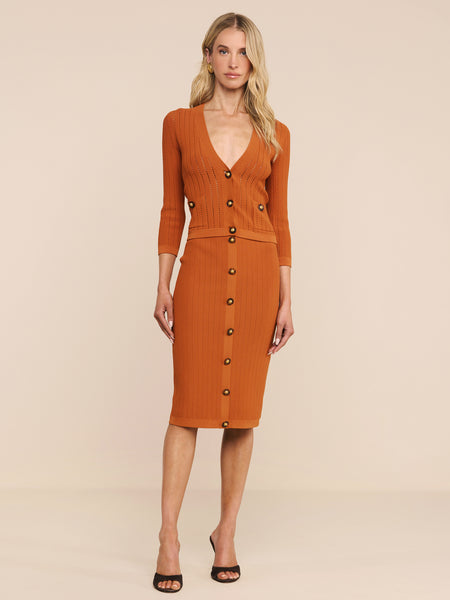 Melania Pointelle Knit Skirt in Sienna | L'AGENCE