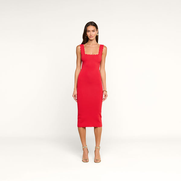 romarin knit bodice midi dress Romona in Lipstick Red Maje romarin