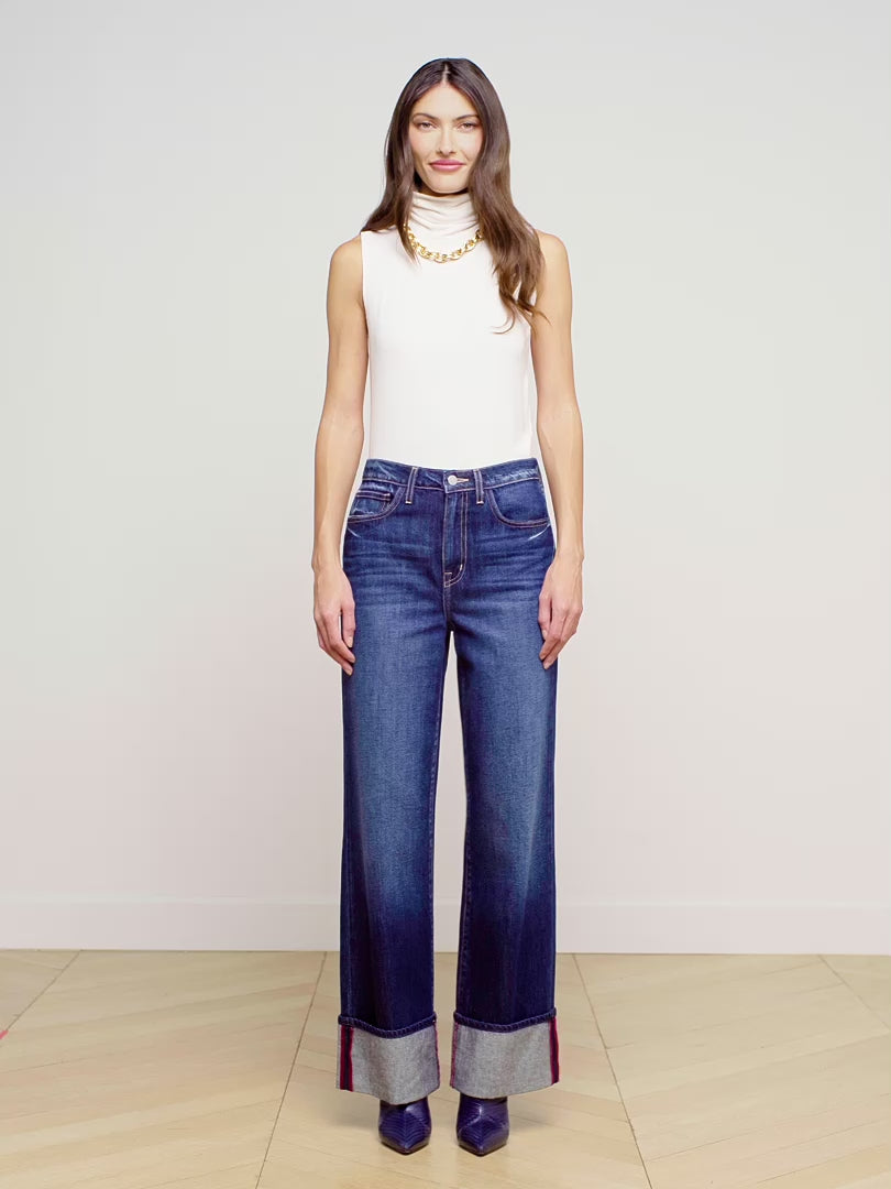 Miley Cuffed Wide-Leg Jean jean L'AGENCE