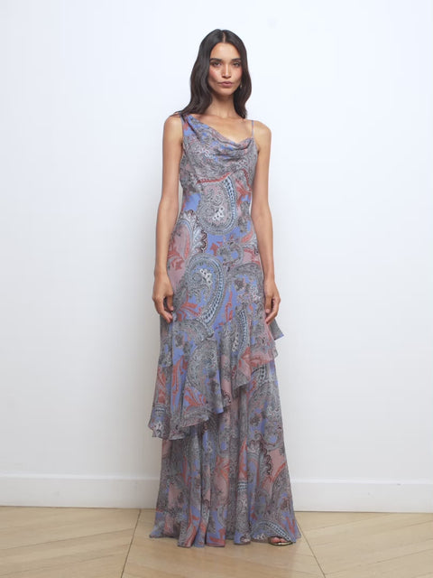 Viola Silk Cowl-Neck Gown dress L'AGENCE