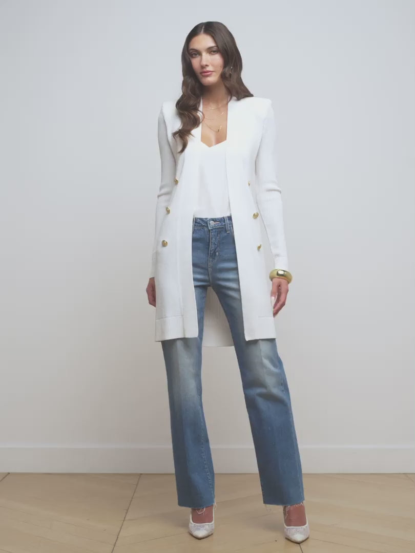 Noe Double-Breasted Cardigan in White | L'AGENCE