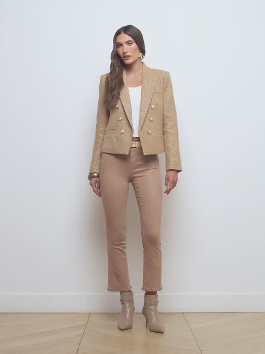 Brooke Open-Front Blazer in Latte/Gold | L'AGENCE