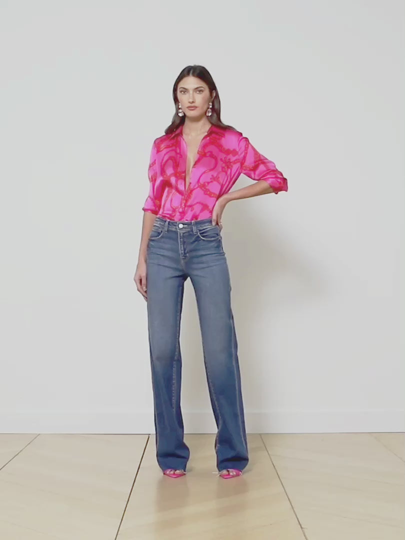 L'agence Joanne L/R Wide Leg Jean in Dry Ice