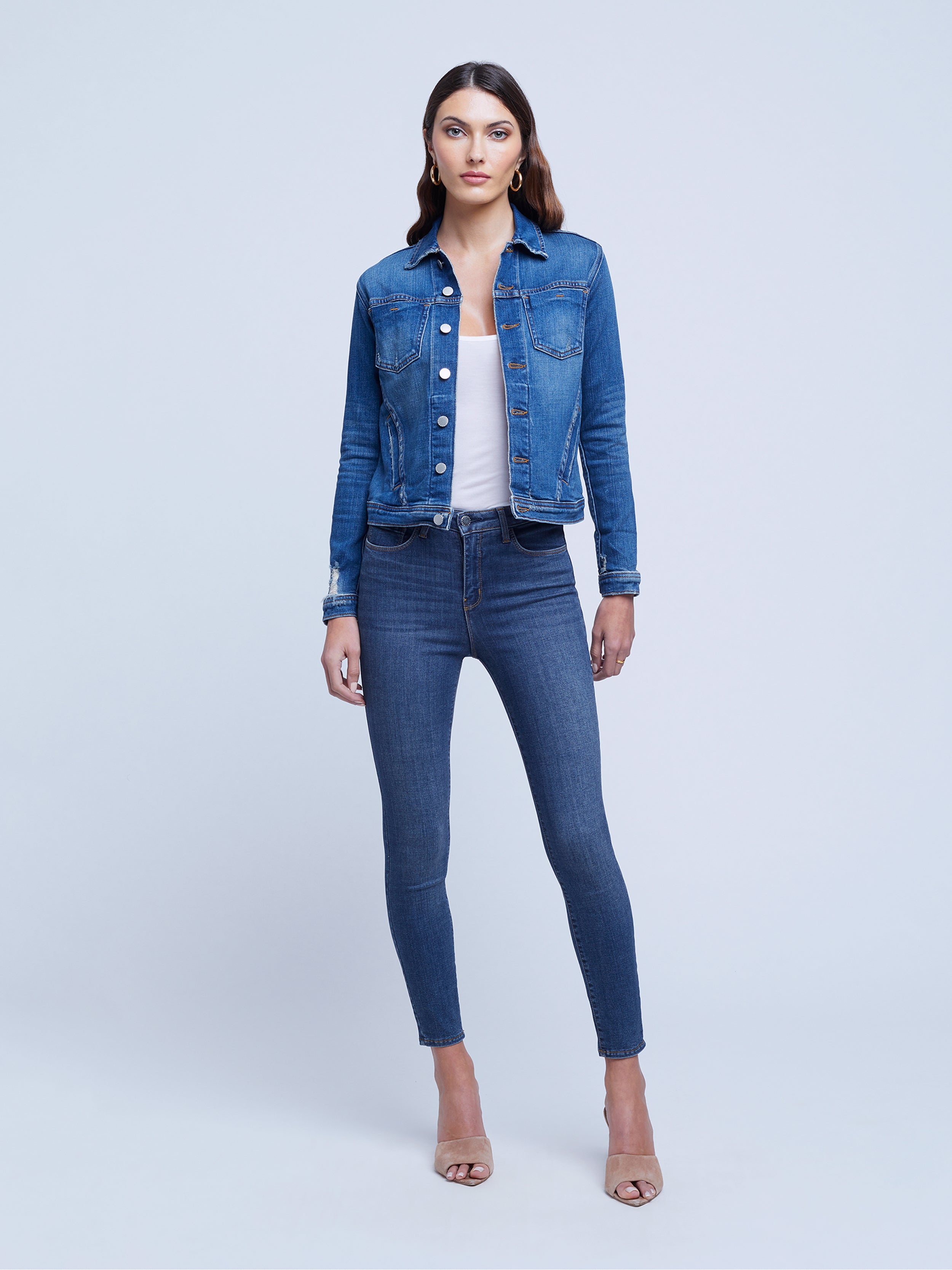 MakeMeChic Women's Cropped Jean Jacket Long Sleeve Ripped Button Down Denim  Jacket Medium Wash XS at Amazon Women's Coats Shop