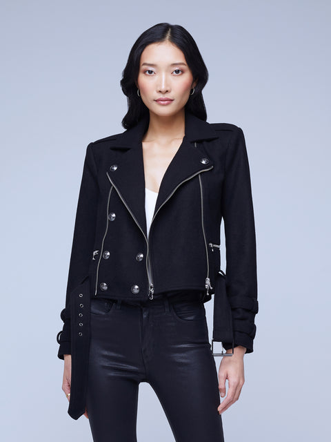 Oversized Belt Embossed Monogram Leather Jacket - Women - Ready-to-Wear